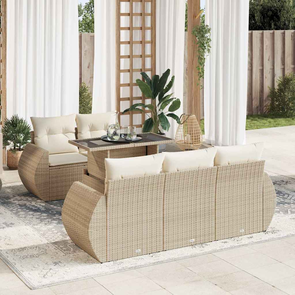 vidaXL 6-Piece Lounge Set with Cushions Poly Rattan Black