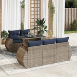 vidaXL 6-delige Loungeset met kussens poly rattan acacia zwart