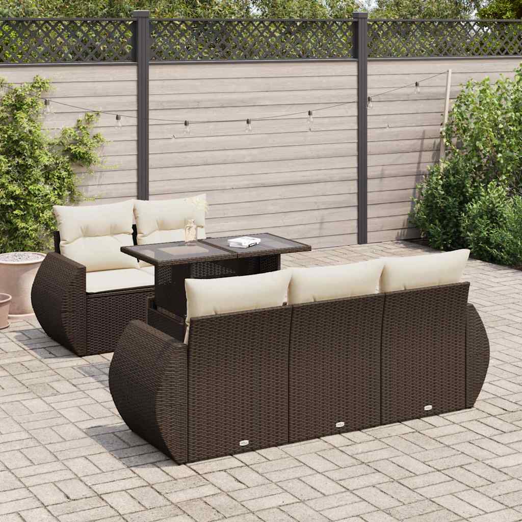 vidaXL 6-Piece Lounge Set with Cushions Poly Rattan Black