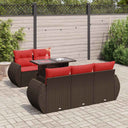 vidaXL 6-delige Loungeset met kussens poly rattan acacia zwart