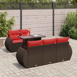 vidaXL 6-delige Loungeset met kussens poly rattan acacia zwart