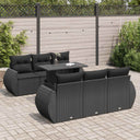 vidaXL 7-Piece Lounge Set with Cushions Poly Rattan Black