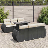 vidaXL 7-Piece Lounge Set with Cushions Poly Rattan Black