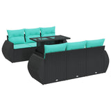 vidaXL 7-delige Loungeset met kussens poly rattan acacia zwart