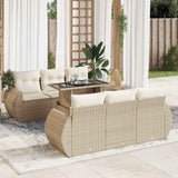 vidaXL 7-Piece Lounge Set with Cushions Poly Rattan Black