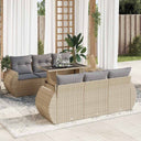 vidaXL 7-Piece Lounge Set with Cushions Poly Rattan Black