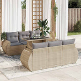 vidaXL 7-Piece Lounge Set with Cushions Poly Rattan Black
