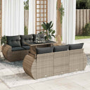 vidaXL 7-Piece Lounge Set with Cushions Poly Rattan Black
