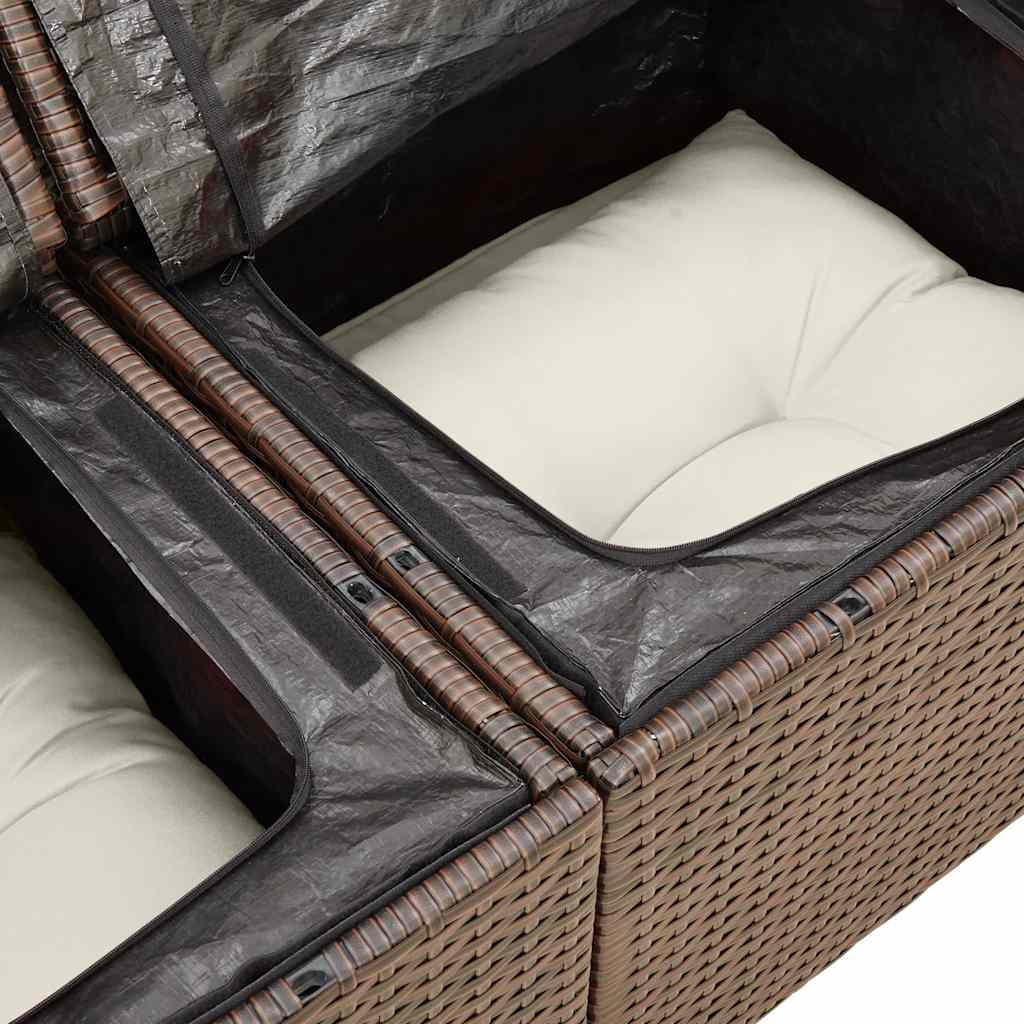 vidaXL 7-Piece Lounge Set with Cushions Poly Rattan Black