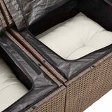 vidaXL 7-Piece Lounge Set with Cushions Poly Rattan Black