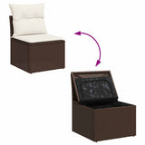 vidaXL 7-Piece Lounge Set with Cushions Poly Rattan Black