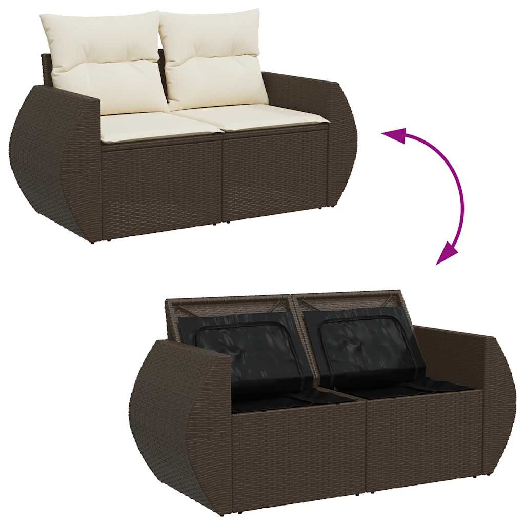 vidaXL 7-Piece Lounge Set with Cushions Poly Rattan Black