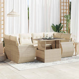 vidaXL 7-delige Loungeset met kussens poly rattan zwart