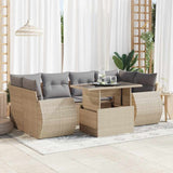 vidaXL 7-delige Loungeset met kussens poly rattan zwart