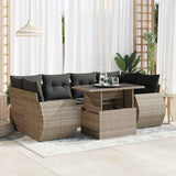 vidaXL 7-delige Loungeset met kussens poly rattan zwart