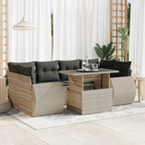 vidaXL 7-delige Loungeset met kussens poly rattan zwart