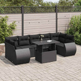 vidaXL 8-delige Loungeset met kussens poly rattan zwart