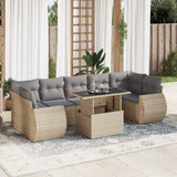 vidaXL 8-delige Loungeset met kussens poly rattan zwart
