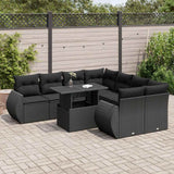 vidaXL 9-piece Poly Rattan Lounge Set with Cushions Black