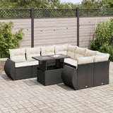 vidaXL 9-piece Poly Rattan Lounge Set with Cushions Black