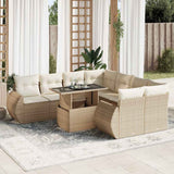 vidaXL 9-piece Poly Rattan Lounge Set with Cushions Black