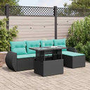 vidaXL 6-Piece Garden Sofa Set with Cushions Black Poly Rattan