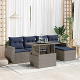 vidaXL 6-Piece Garden Sofa Set with Cushions Black Poly Rattan