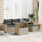 vidaXL 6-delige Loungeset met kussens poly rattan zwart