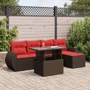vidaXL 6-Piece Garden Sofa Set with Cushions Black Poly Rattan