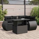 vidaXL 5-Piece Lounge Set with Cushions Poly Rattan Black
