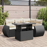 vidaXL 5-Piece Lounge Set with Cushions Poly Rattan Black