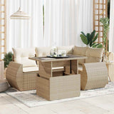 vidaXL 5-Piece Lounge Set with Cushions Poly Rattan Black