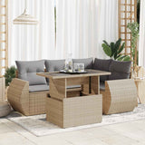 vidaXL 5-Piece Lounge Set with Cushions Poly Rattan Black