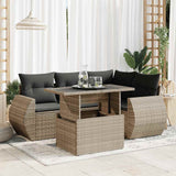 vidaXL 5-Piece Lounge Set with Cushions Poly Rattan Black
