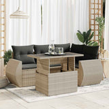 vidaXL 5-Piece Lounge Set with Cushions Poly Rattan Black