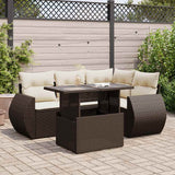 vidaXL 5-Piece Lounge Set with Cushions Poly Rattan Black