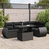 vidaXL 6-piece Lounge Set with Cushions Poly Rattan Black