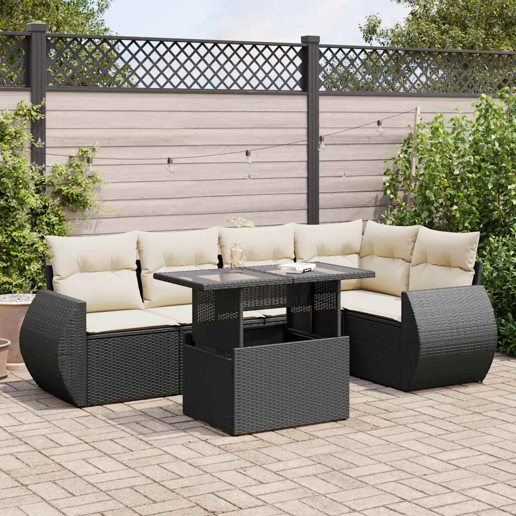 vidaXL 6-piece Lounge Set with Cushions Poly Rattan Black
