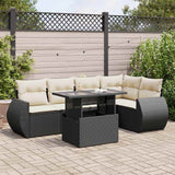 vidaXL 6-piece Lounge Set with Cushions Poly Rattan Black