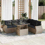 vidaXL 7-delige Loungeset met kussens poly rattan zwart