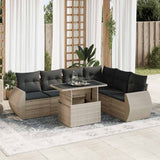 vidaXL 7-delige Loungeset met kussens poly rattan zwart