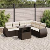 vidaXL 7-delige Loungeset met kussens poly rattan zwart