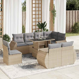 vidaXL 9-delige Loungeset met kussens poly rattan zwart