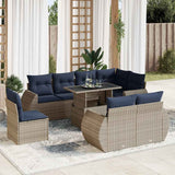 vidaXL 9-delige tuinbankset met kussens van zwart polyrotan