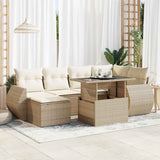 vidaXL 7-delige Loungeset met kussens poly rattan zwart