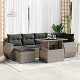 vidaXL 7-delige Loungeset met kussens poly rattan zwart