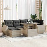 vidaXL 7-delige Loungeset met kussens poly rattan zwart