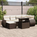 vidaXL 7-delige Loungeset met kussens poly rattan zwart