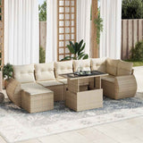 vidaXL 8-delige Loungeset met kussens poly rattan zwart
