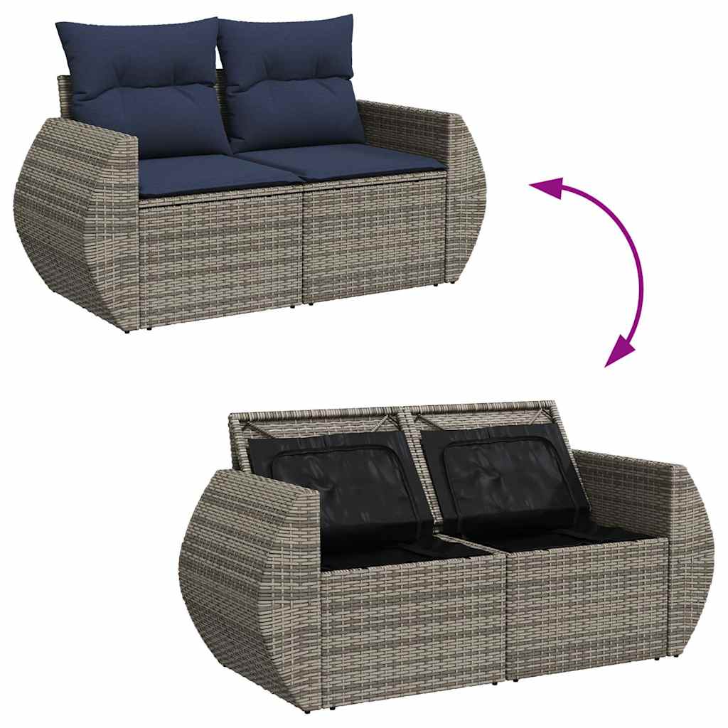 vidaXL 8-delige tuinbankset met kussens, zwart polyrotan